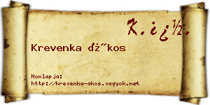 Krevenka Ákos névjegykártya